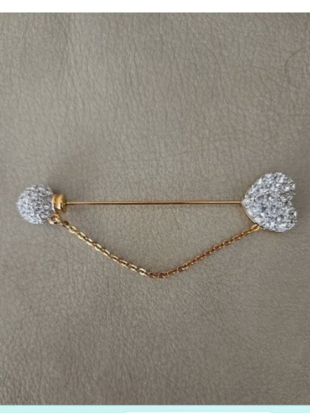 Vintage Swarovski Crystal Swan Signed Pave  Heart Pin Brooch